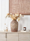 Pacific Brown Fibrestone vertical ribbed decorative vase 37cm (British brand)