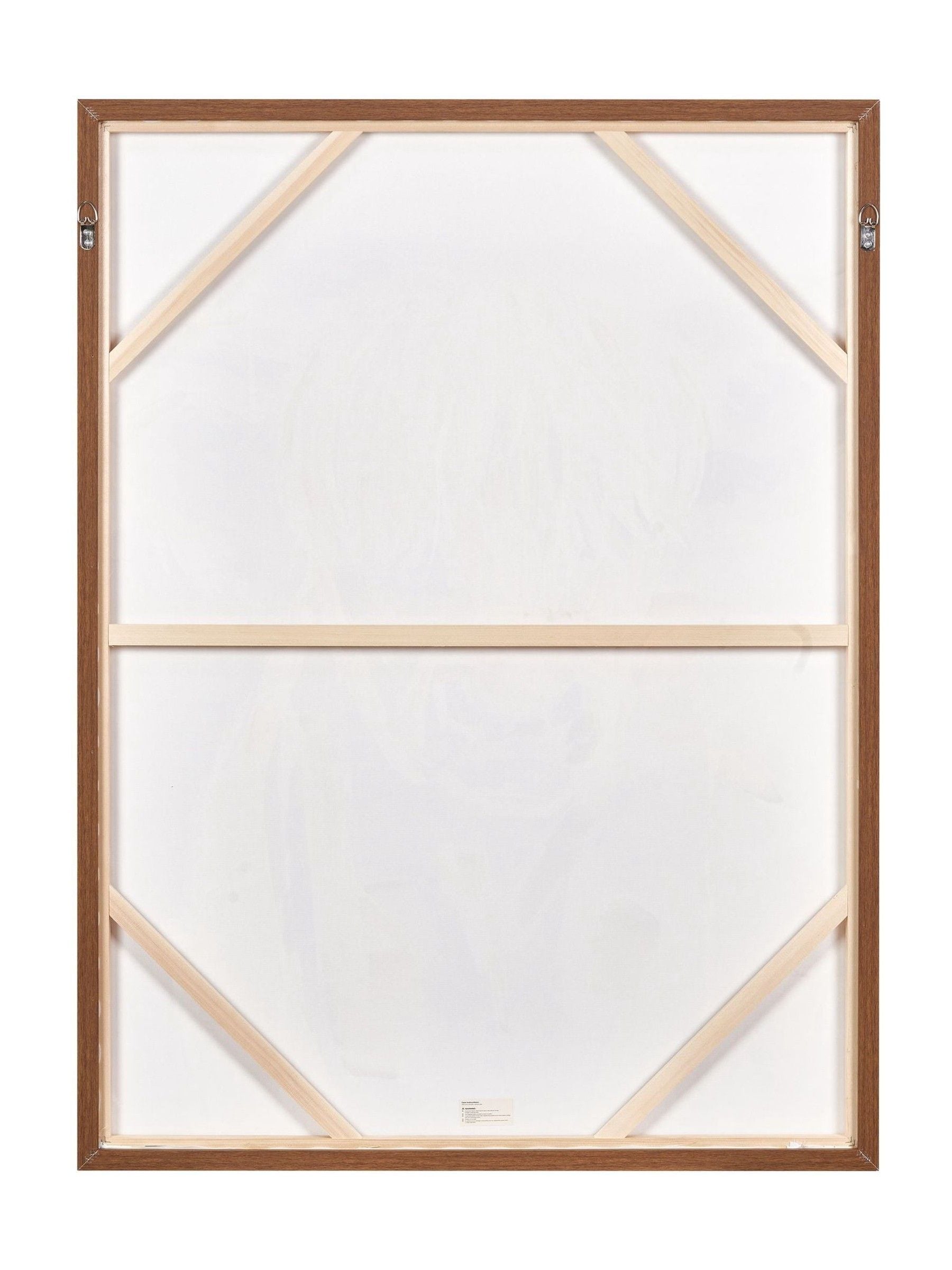 Pacific Highland cow canvas wall art with oak-effect frame, UK version