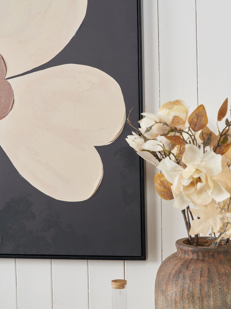 Brown flower design canvas wall art 100cm (British brand)