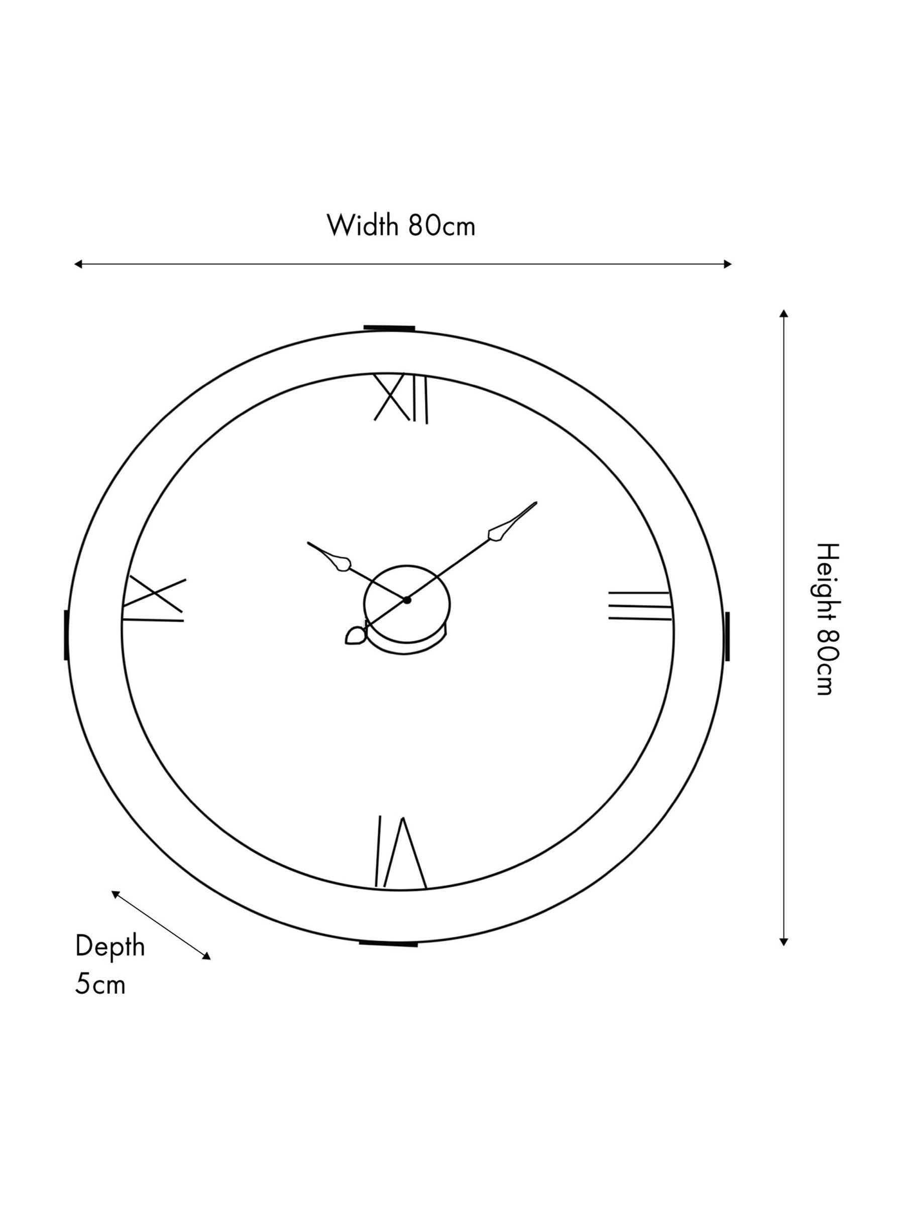 Vermont wall clock light walnut veneer 80cm, UK version