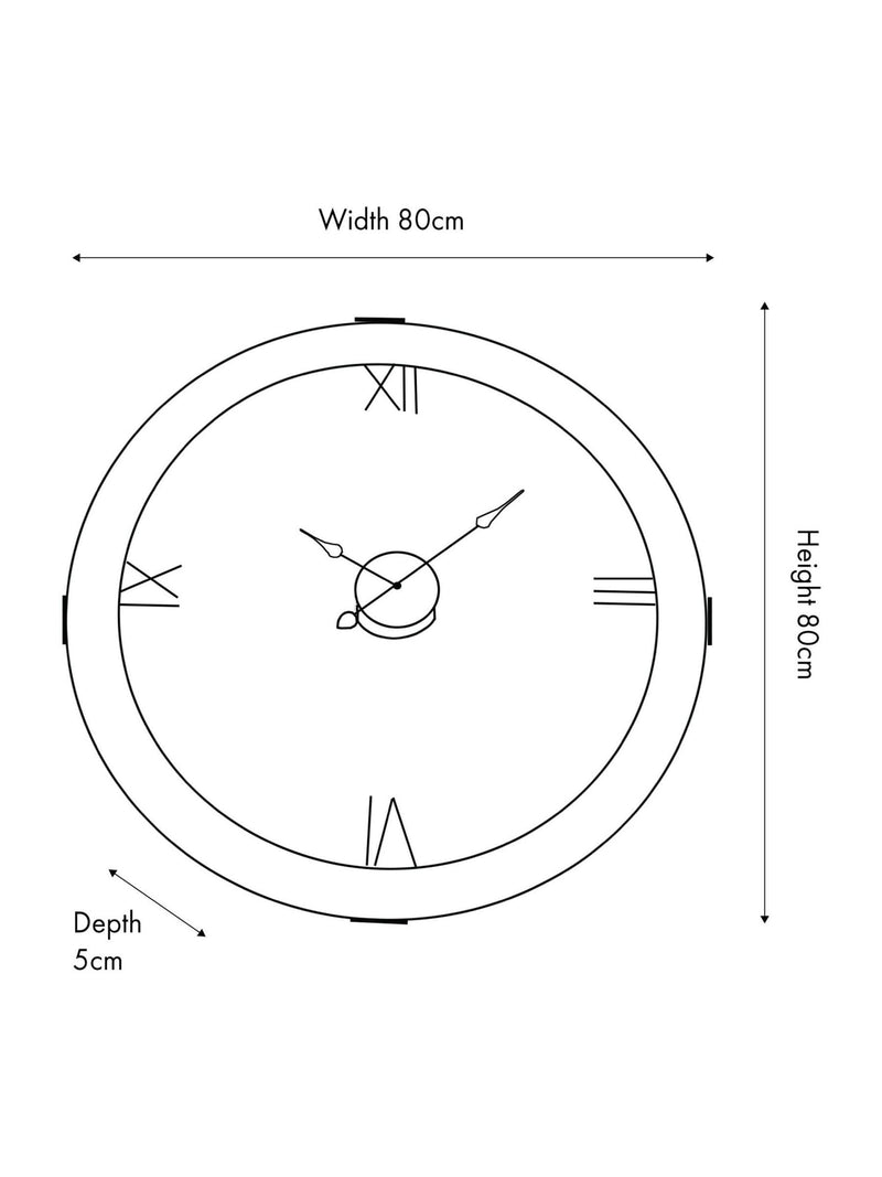Vermont wall clock light walnut veneer 80cm, UK version