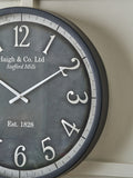 Pacific black wood effect round wall clock 61cm - British product
