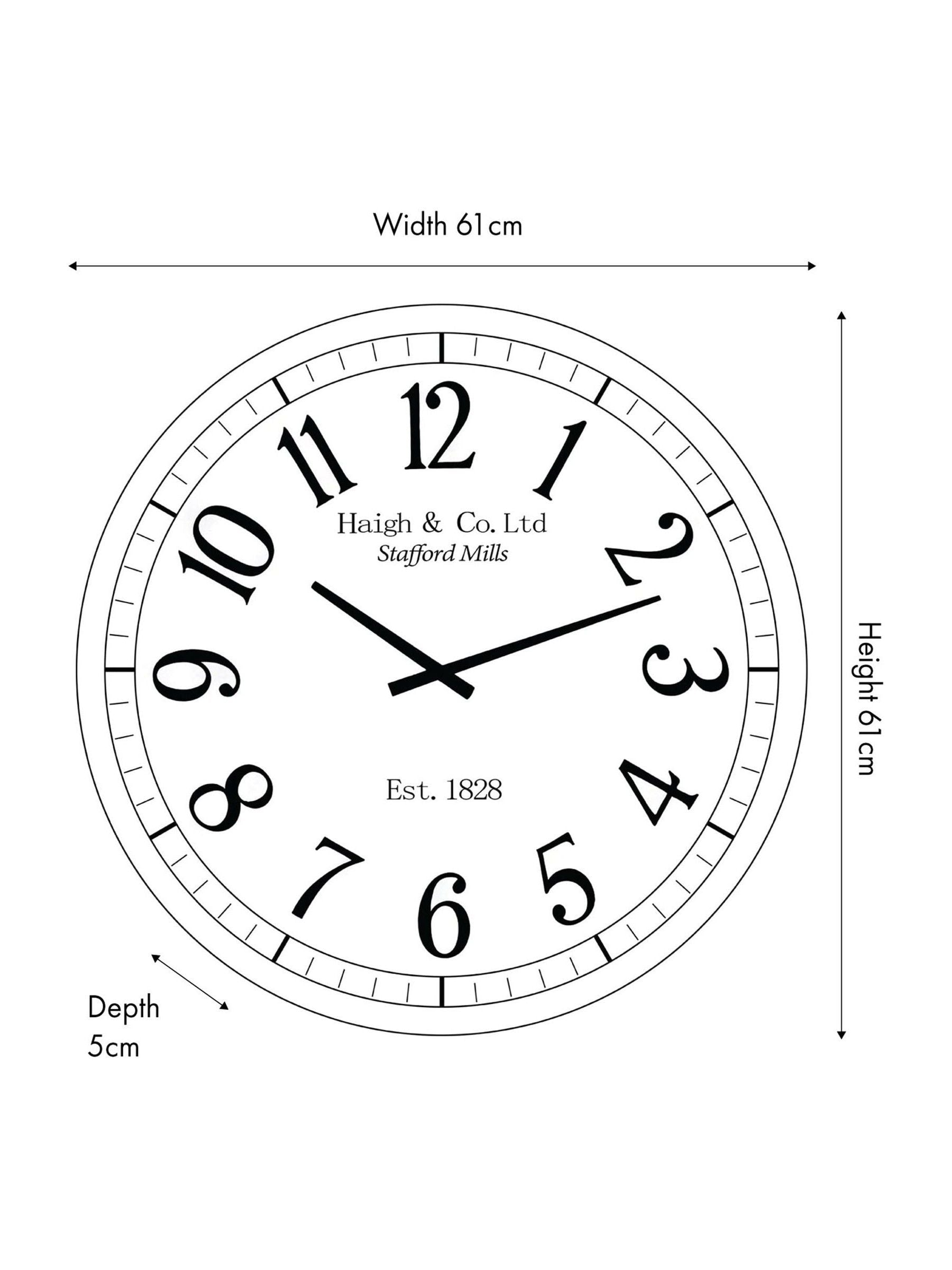 Pacific black wood effect round wall clock 61cm - British product