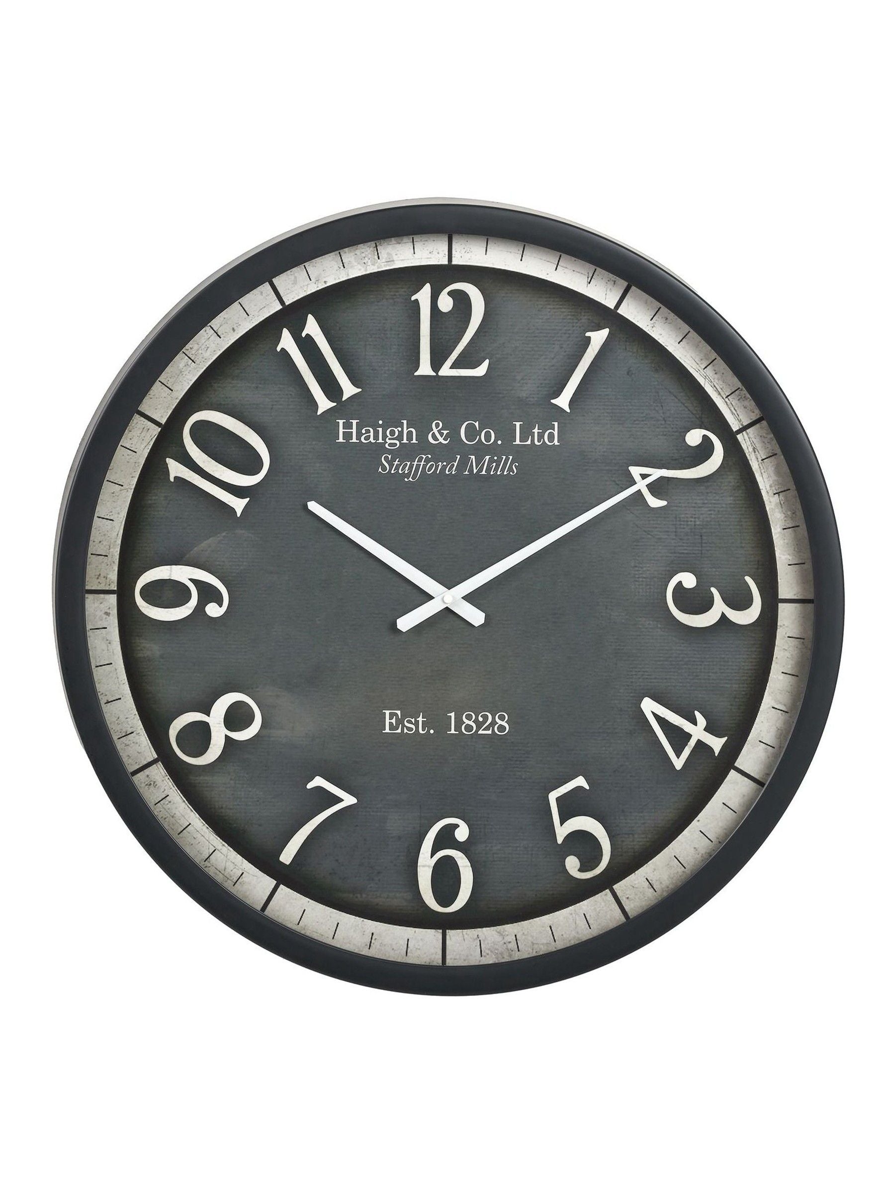 Pacific black wood effect round wall clock 61cm - British product
