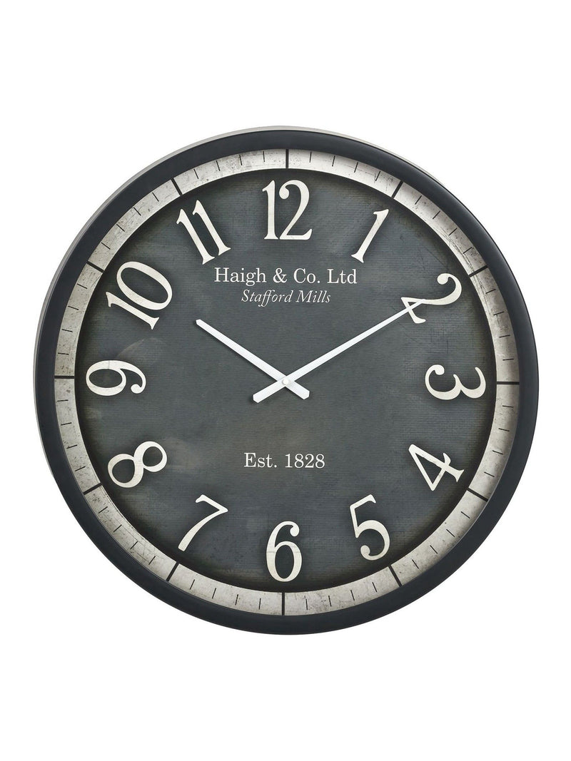 Pacific black wood effect round wall clock 61cm - British product