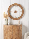 Pacific Natural Newborough burr wood effect wall clock (British brand)