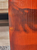 Pacific orange glass ribbed vase tall handcrafted in Spain (British brand)