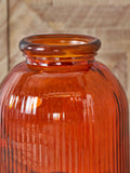 Pacific orange glass ribbed vase tall handcrafted in Spain (British brand)