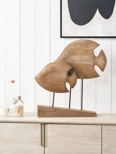 Next Pacific Natural Mango Wood Double Teardrop Angelfish Ornament- Buy online at McGrocer