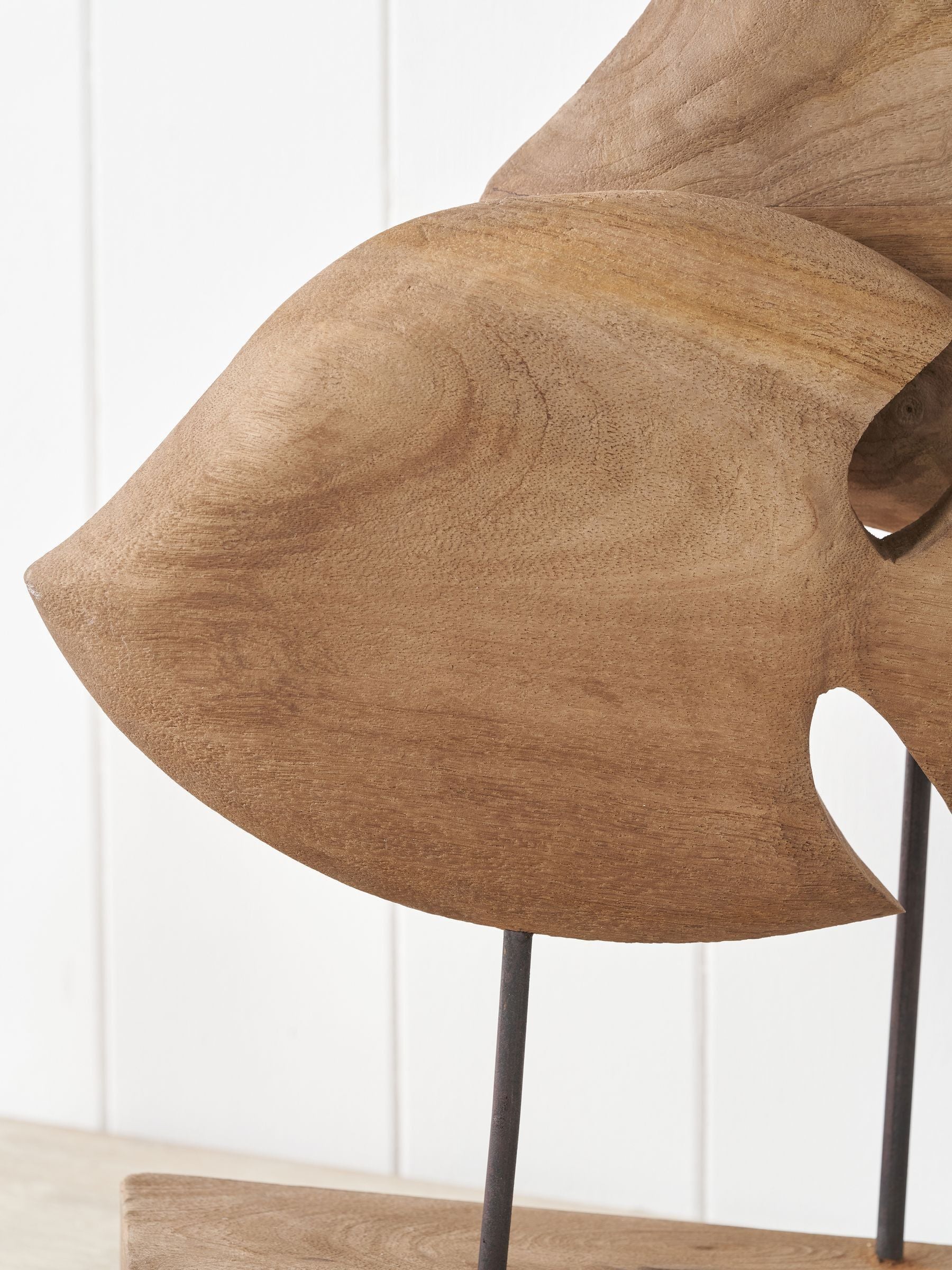 Pacific mango wood double teardrop angelfish ornament 54cm, imported from the UK