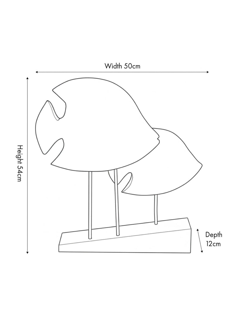 Pacific mango wood double teardrop angelfish ornament 54cm, imported from the UK