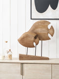 Pacific mango wood double teardrop angelfish ornament 54cm, imported from the UK