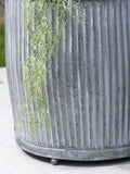 Pacific Grey galvanised zinc barrel planters set of two (British brand)