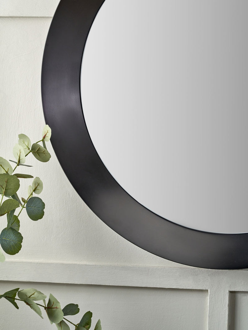 Pacific graphite metal frame round mirror 80cm, UK version