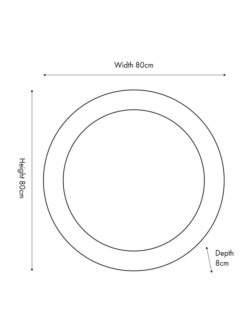 Pacific graphite metal frame round mirror 80cm, UK version