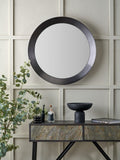 Pacific graphite metal frame round mirror 80cm, UK version