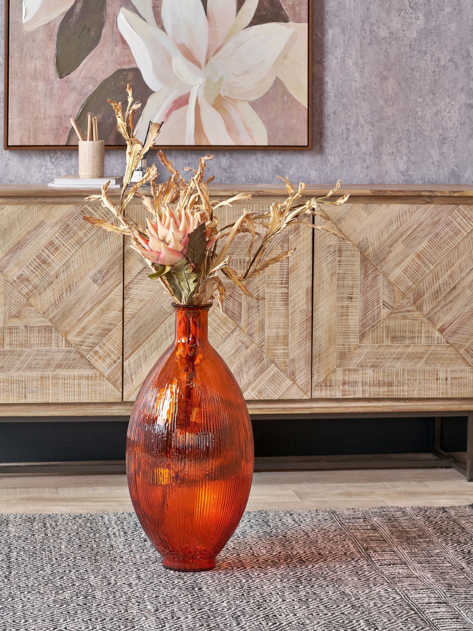 Pacific orange glass vase 59cm - British product