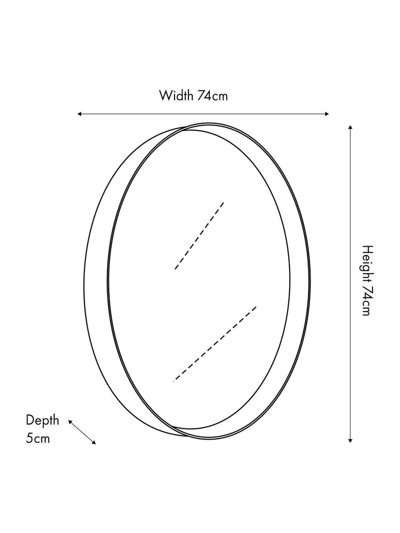 Pacific black wood veneer large round wall mirror, UK version