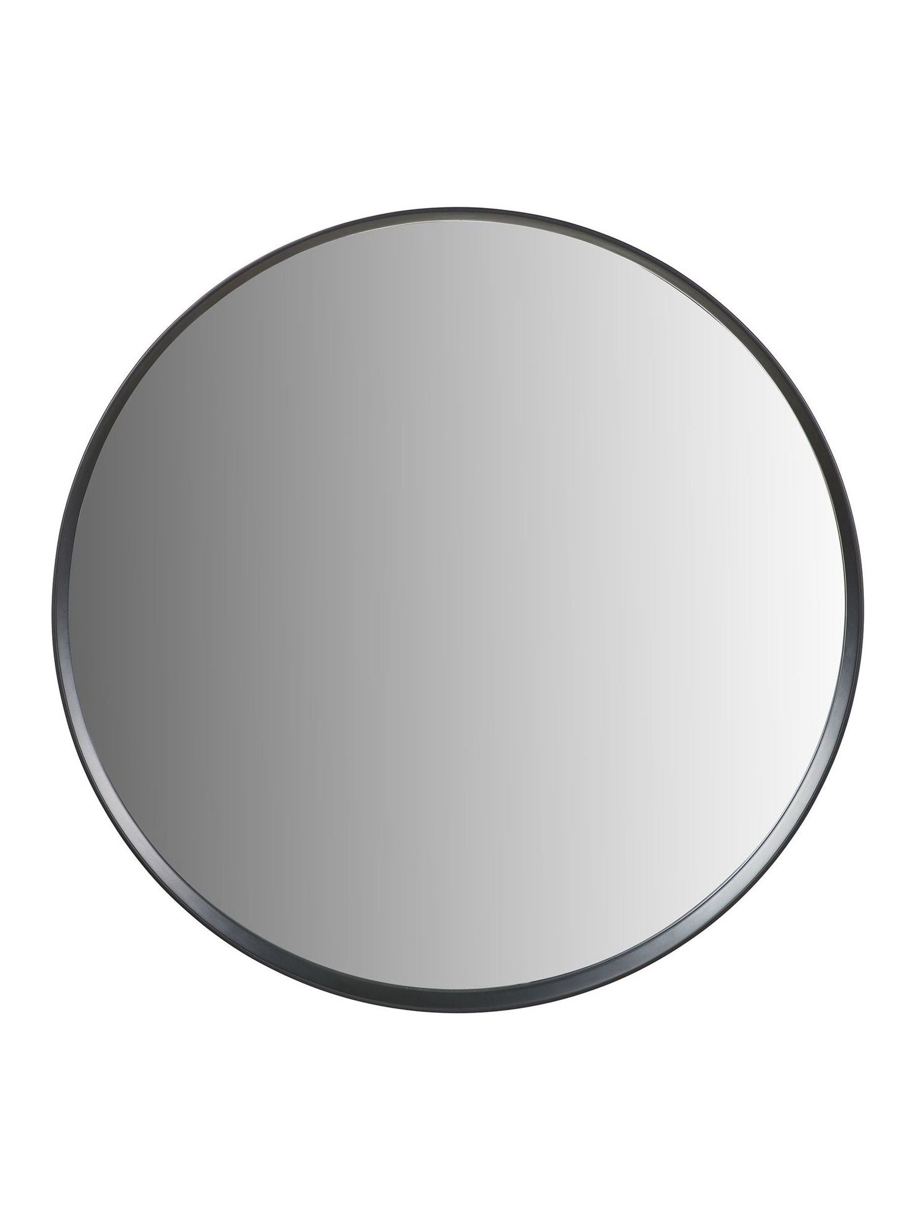 Pacific black wood veneer large round wall mirror, UK version