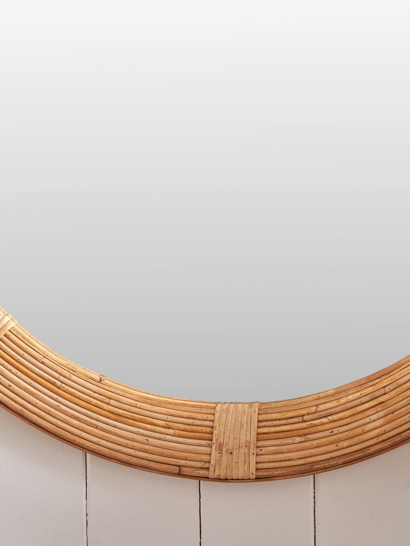 Pacific Natural round bent bamboo wall mirror 80cm, imported from the UK