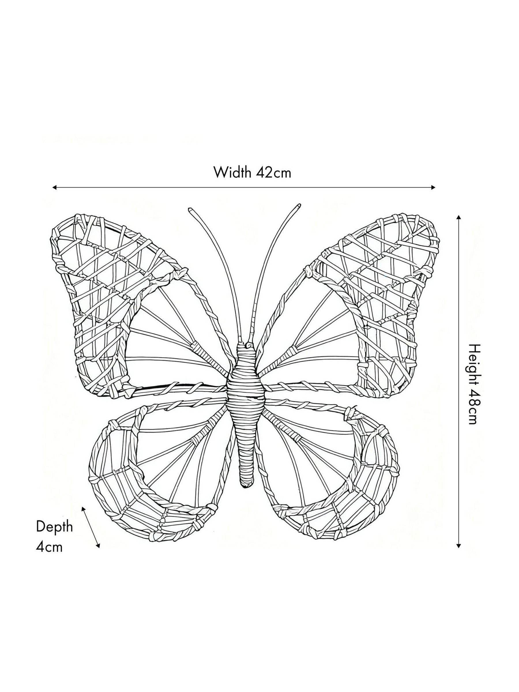 Pacific Natural rattan butterfly wall art medium (British brand)
