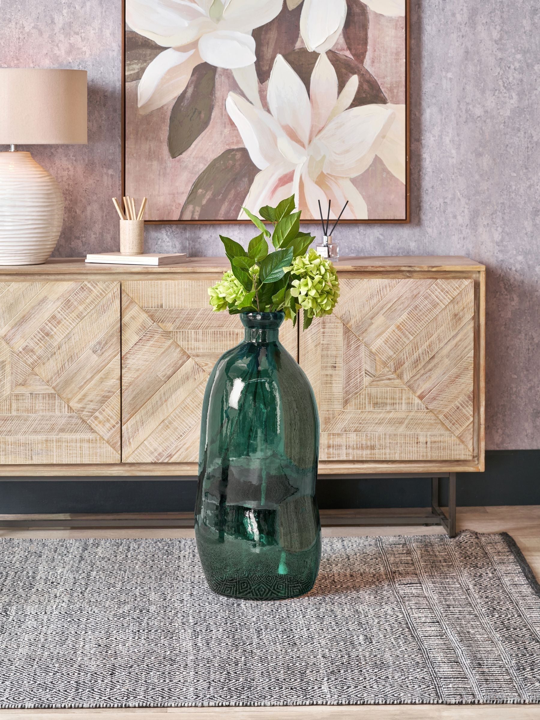 Pacific Green sea green glass tall vase 73cm - British product