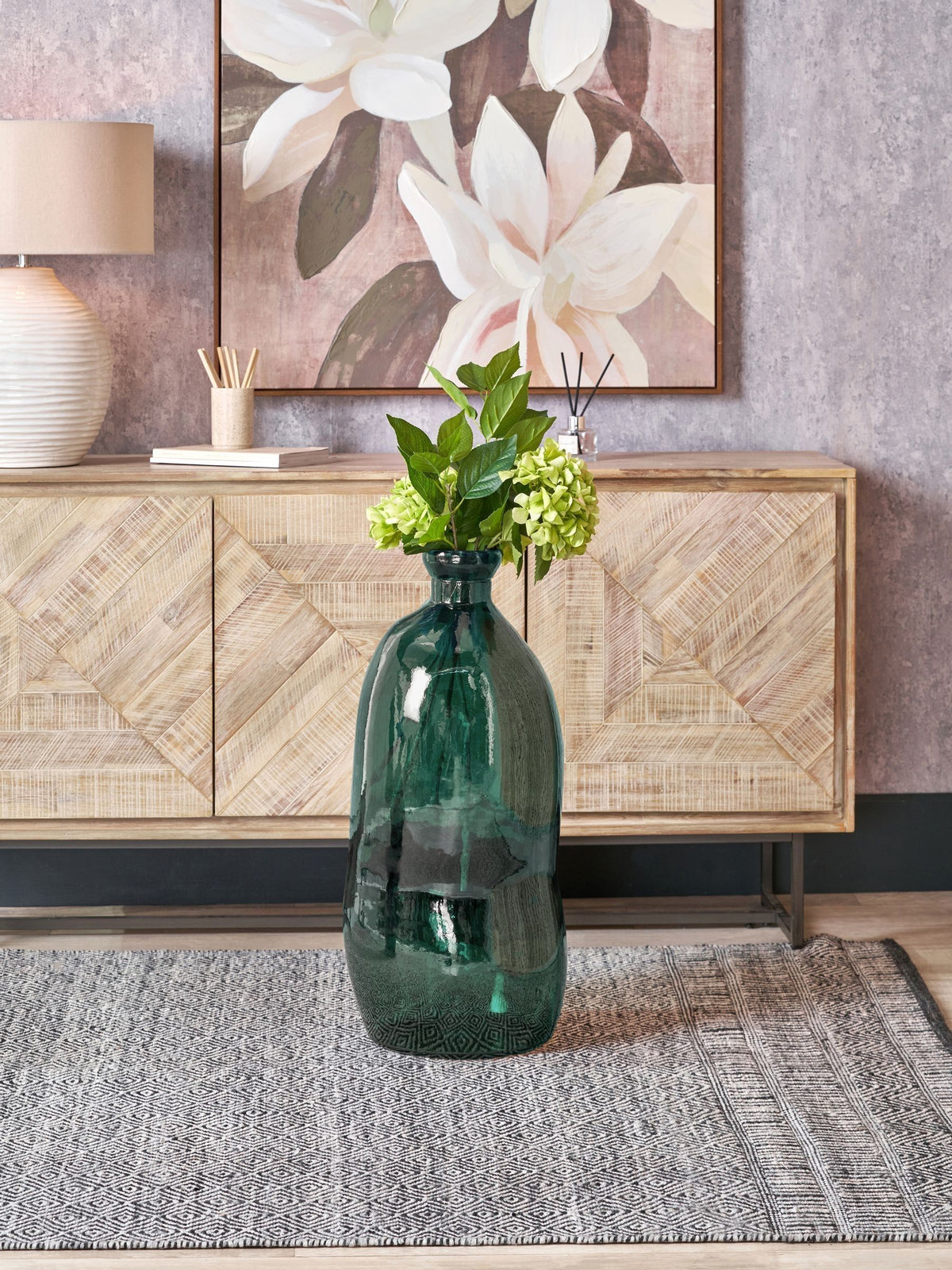 Pacific Green sea green glass tall vase 73cm - British product