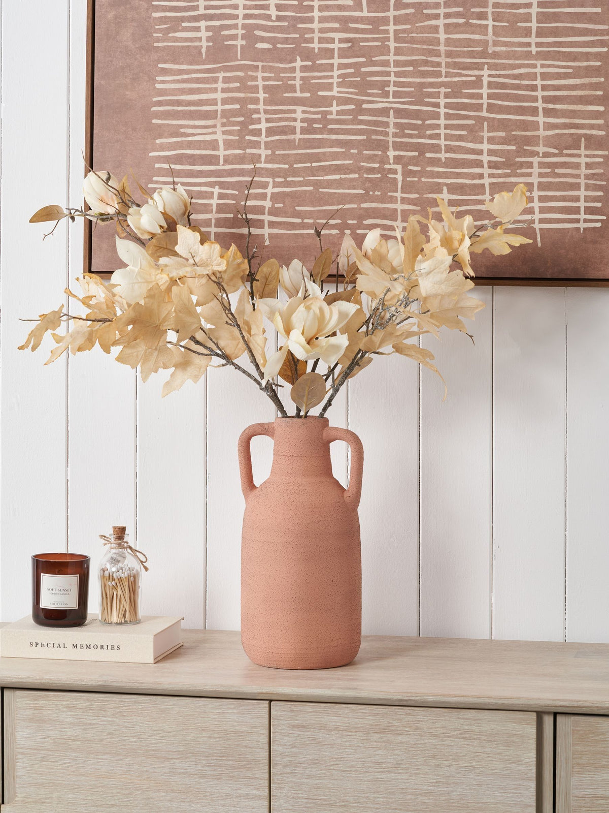Pacific textured decorative vase with handles 35cm, imported from the UK