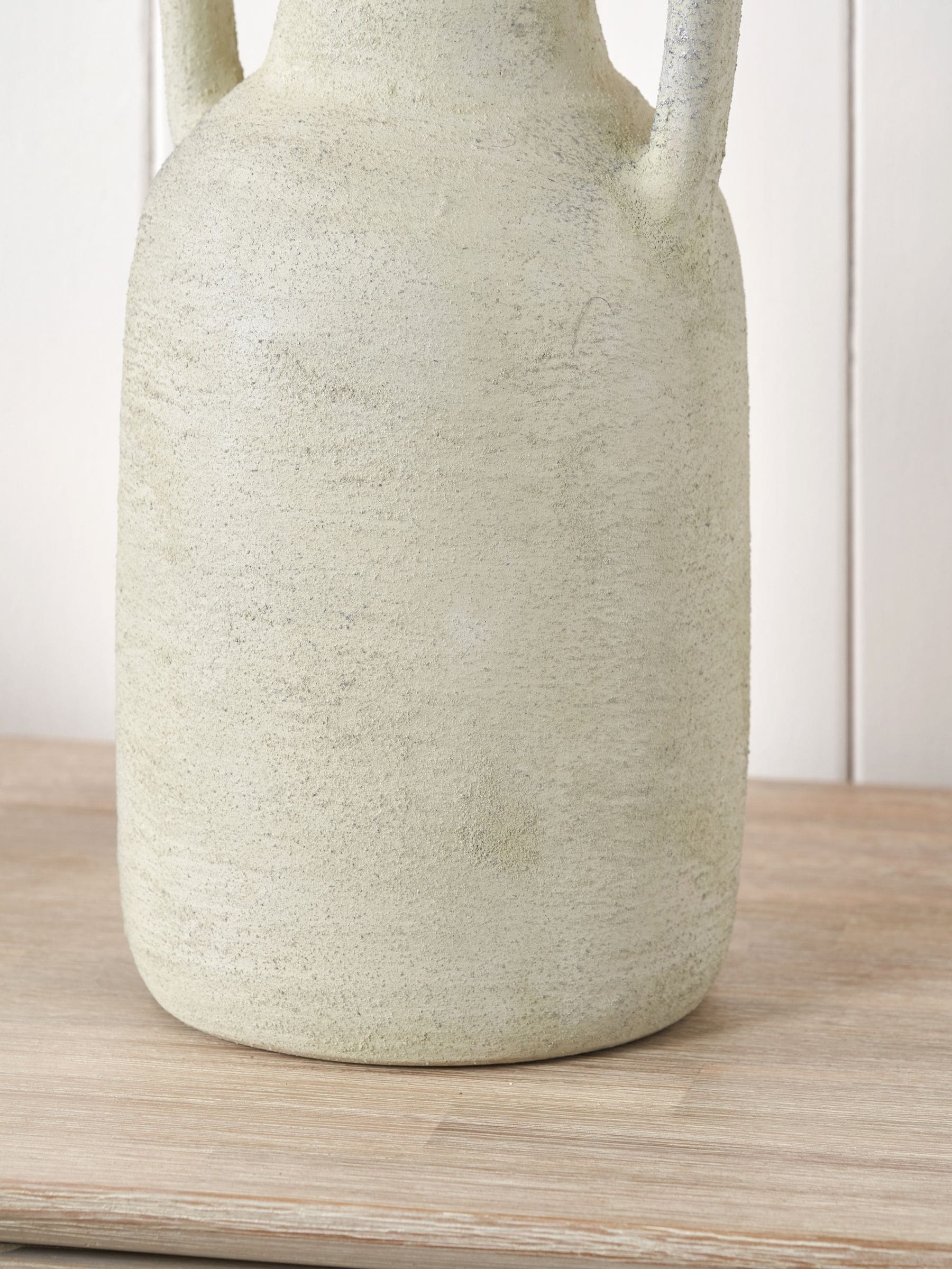 White terracotta decorative vase with handles large - British product