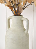 White terracotta decorative vase with handles large - British product