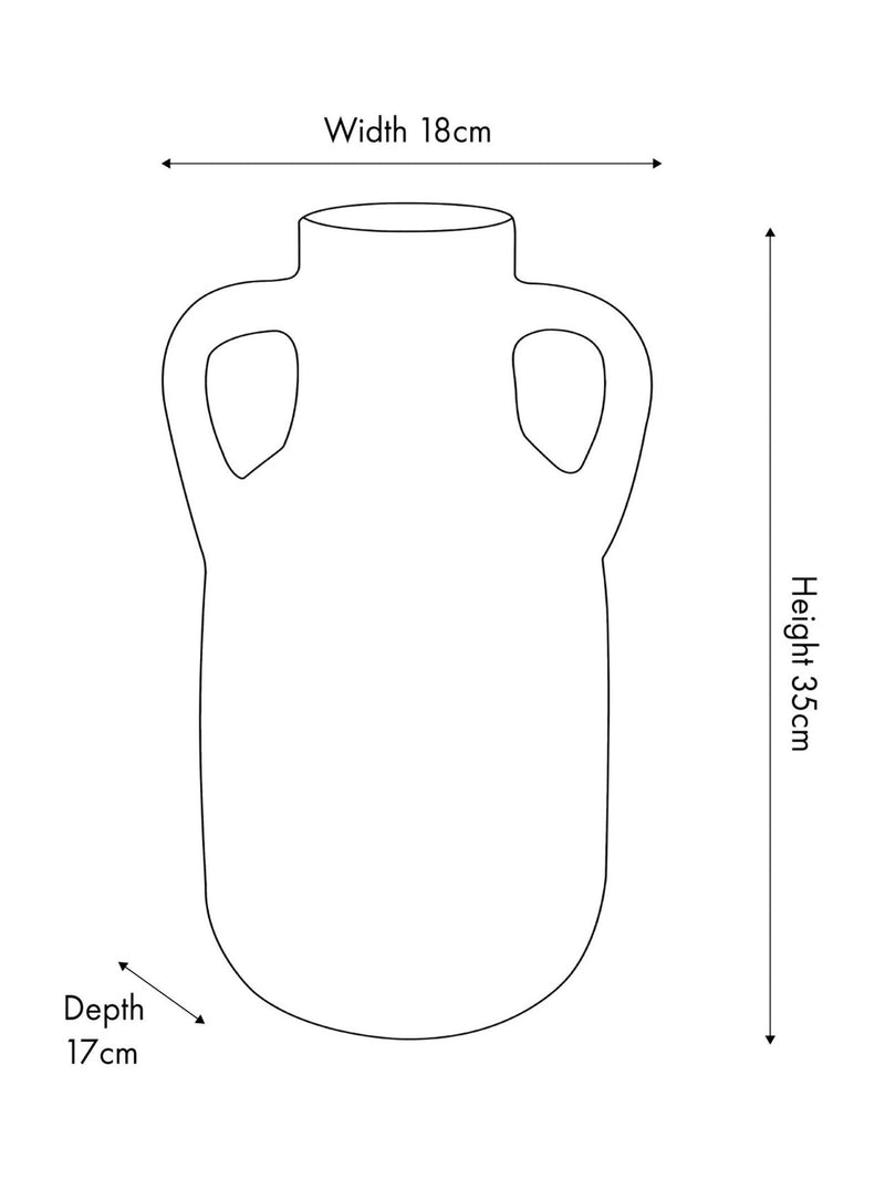 White terracotta decorative vase with handles large - British product