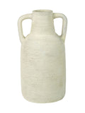 White terracotta decorative vase with handles large - British product