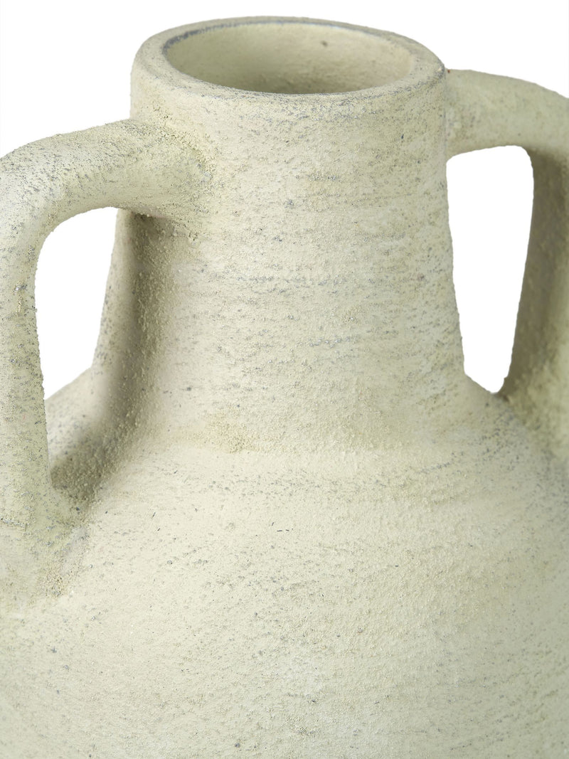 White terracotta decorative vase with handles large - British product