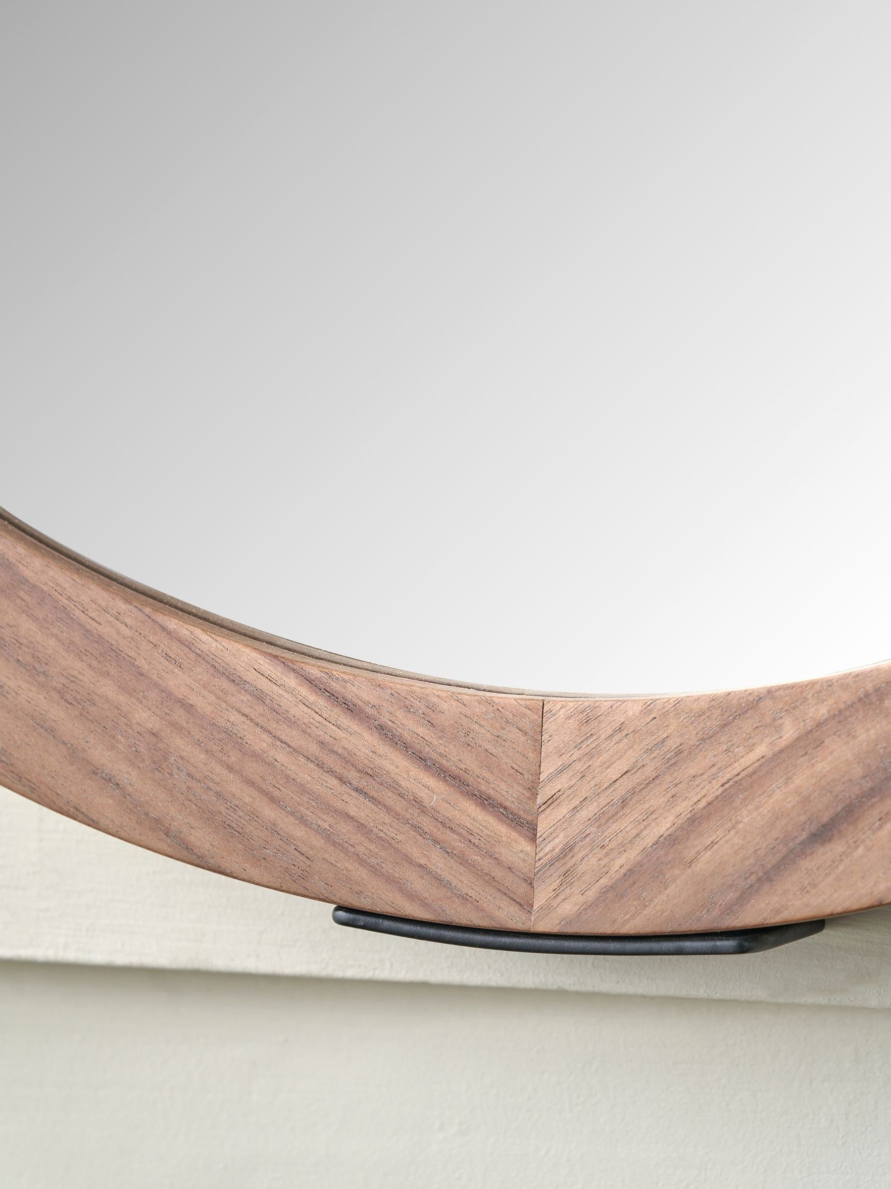 Pacific Brown Vermont round wood veneer wall mirror, UK version