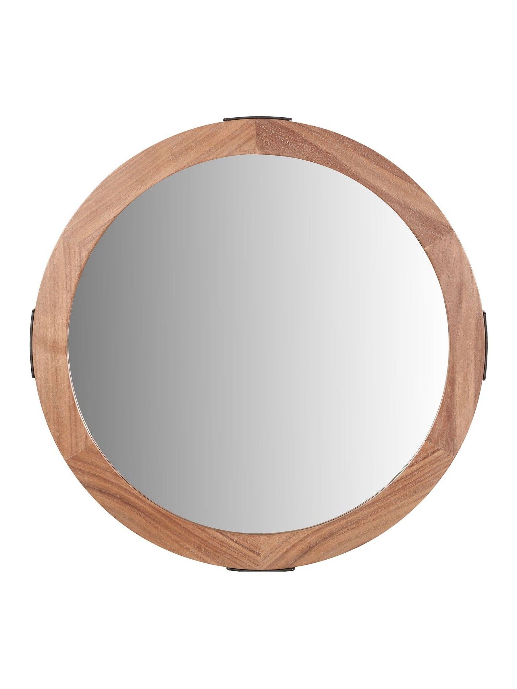 Pacific Brown Vermont round wood veneer wall mirror, UK version