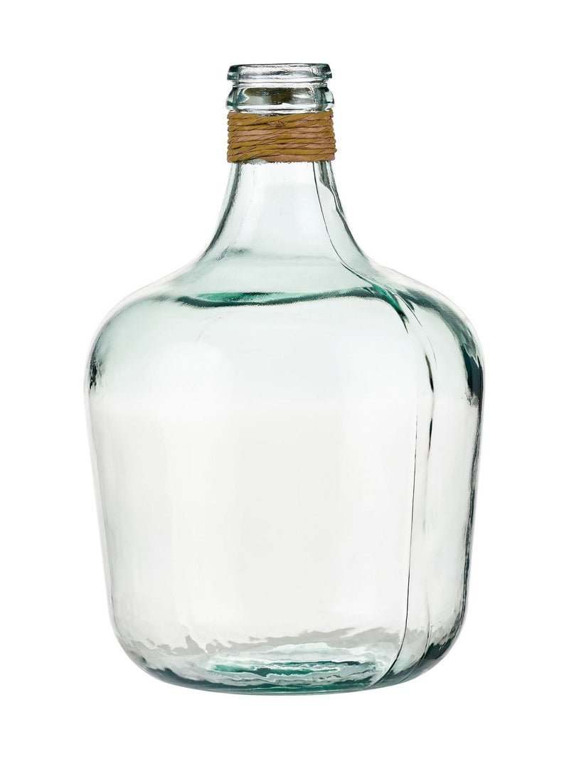 Pacific clear glass bottle vase with raffia neck large - British product