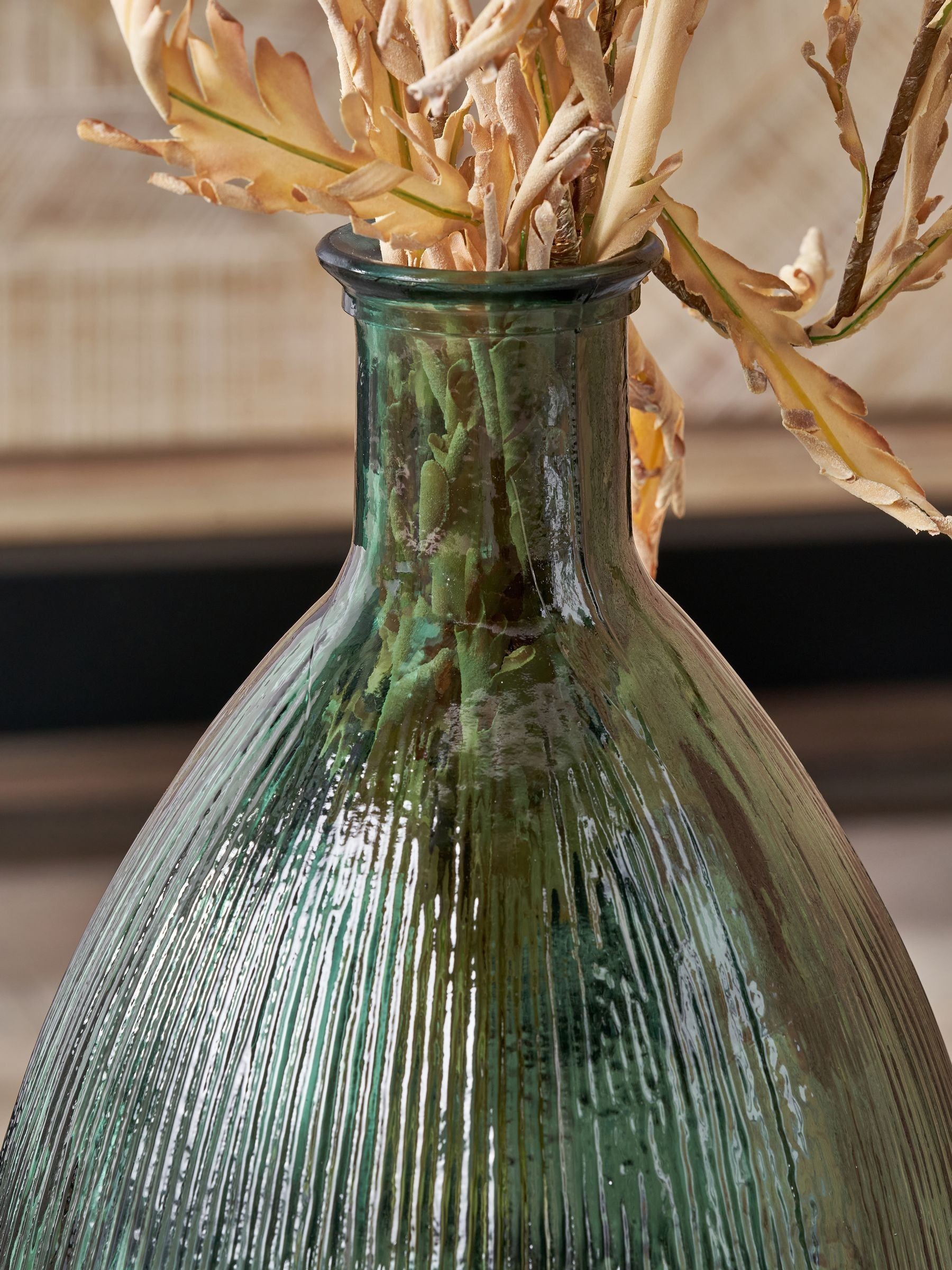 Pacific tall green glass vase - British product