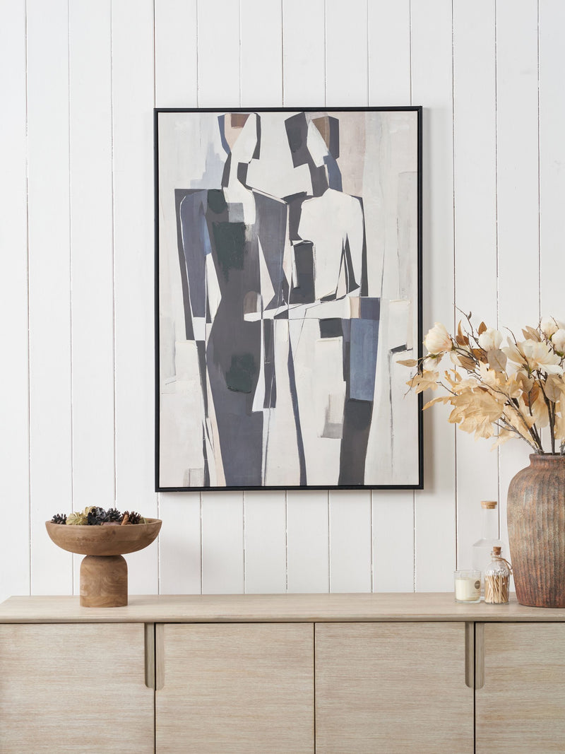 Pacific monochrome abstract canvas wall art 100x100cm - British product