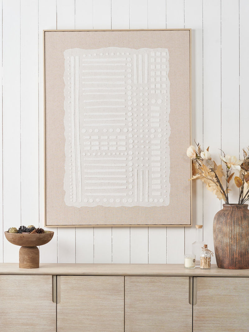 Pacific abstract linen canvas wall art white design 120x90cm, UK version