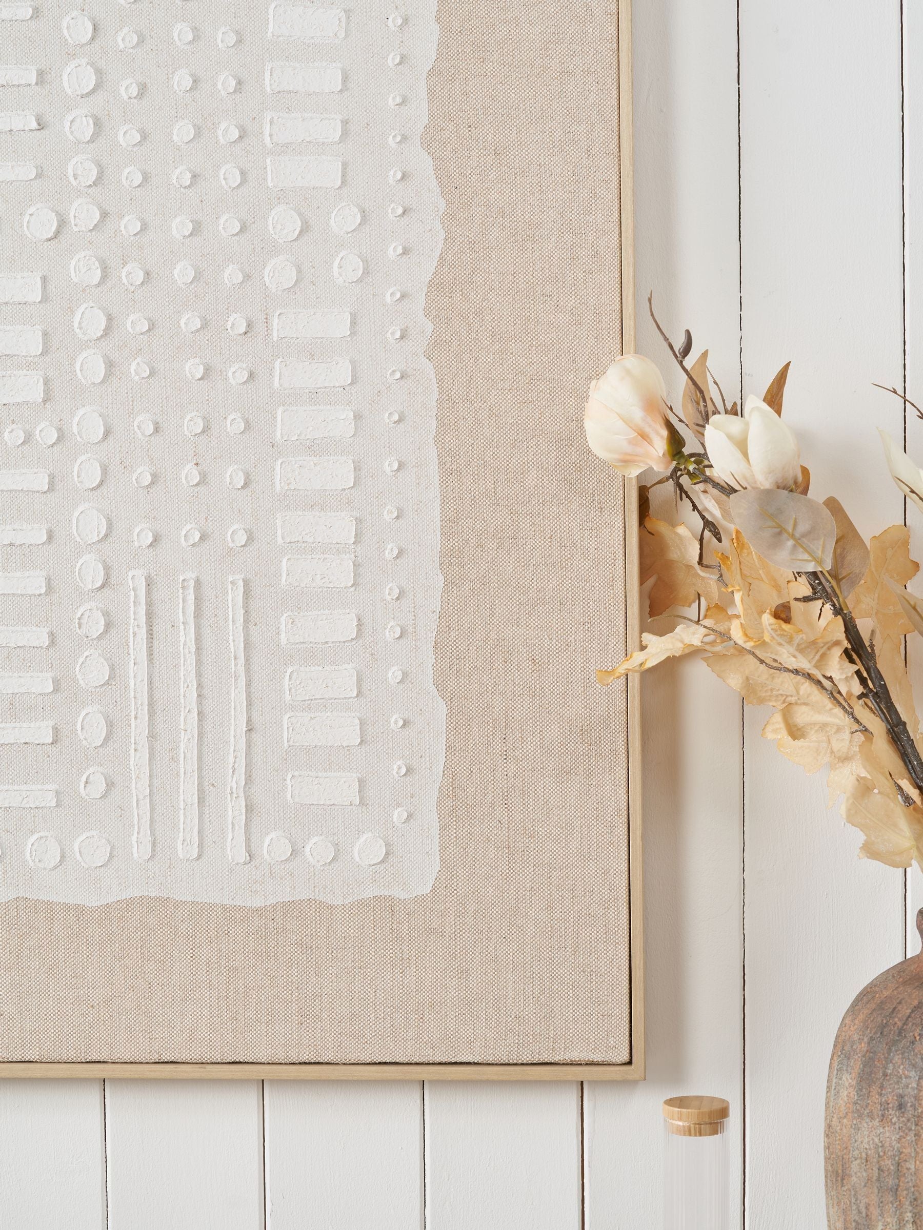 Pacific abstract linen canvas wall art white design 120x90cm, UK version