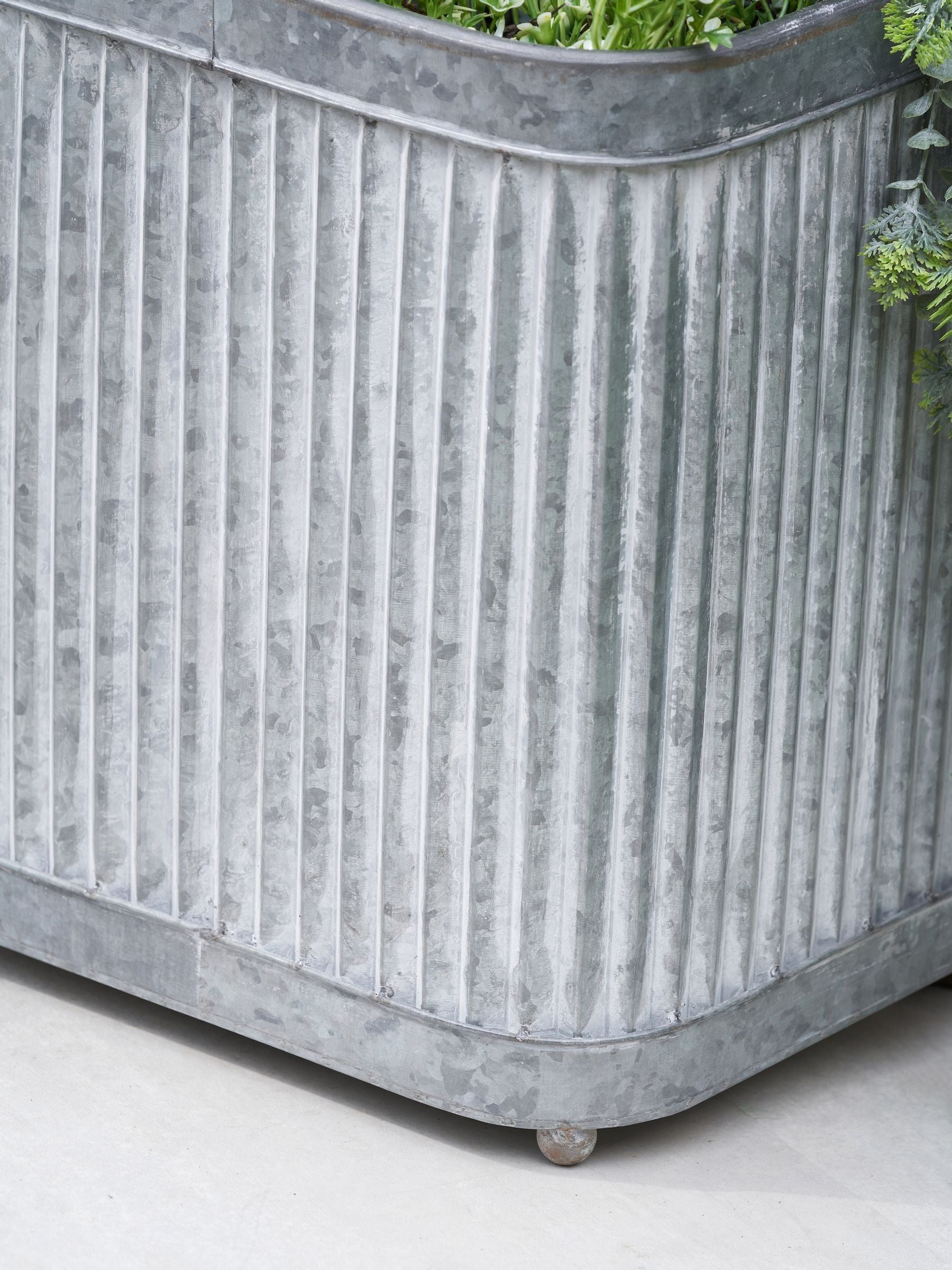 Pacific square grey galvanised zinc planters set of 2 - British product