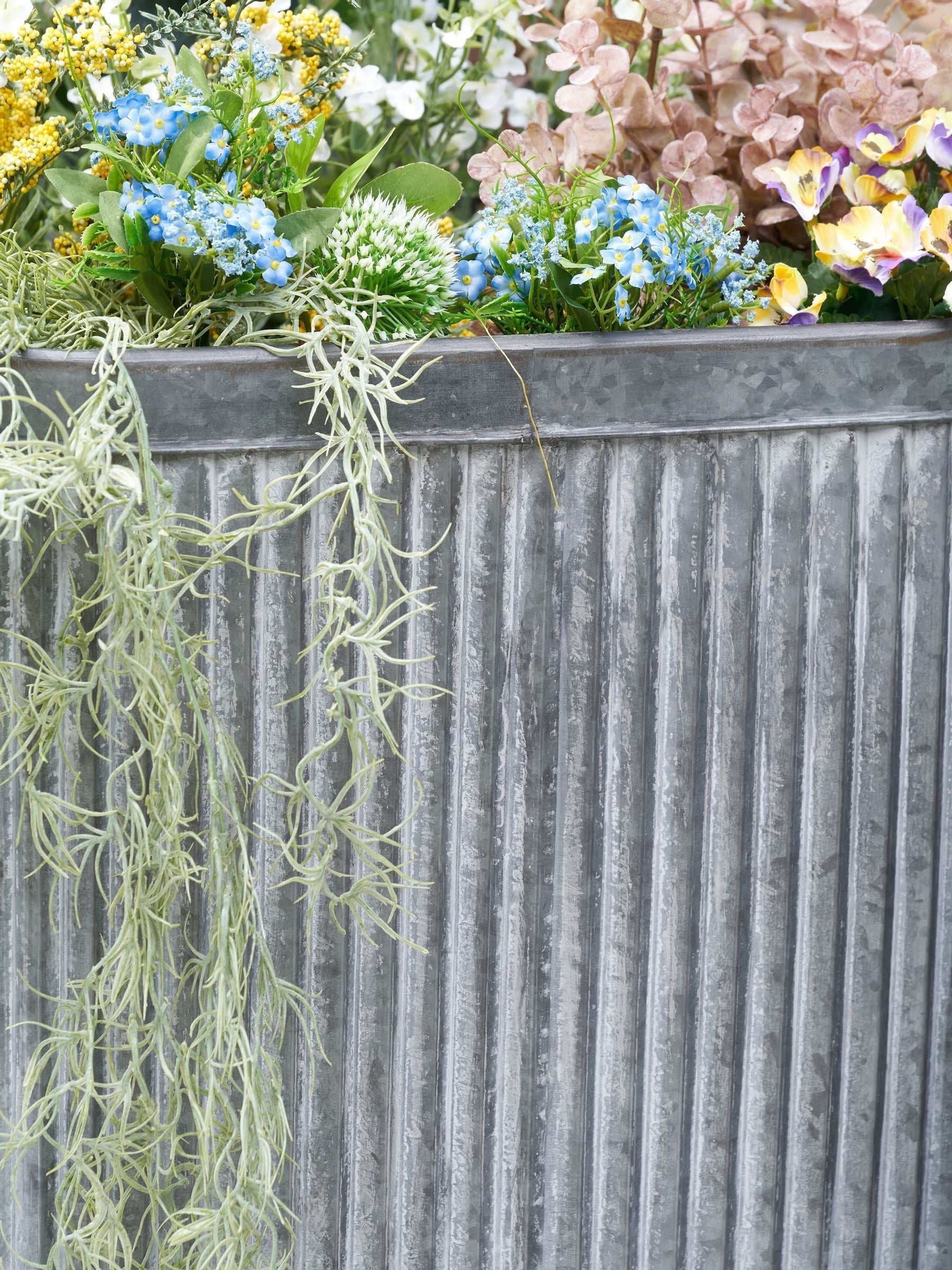 Pacific square grey galvanised zinc planters set of 2 - British product