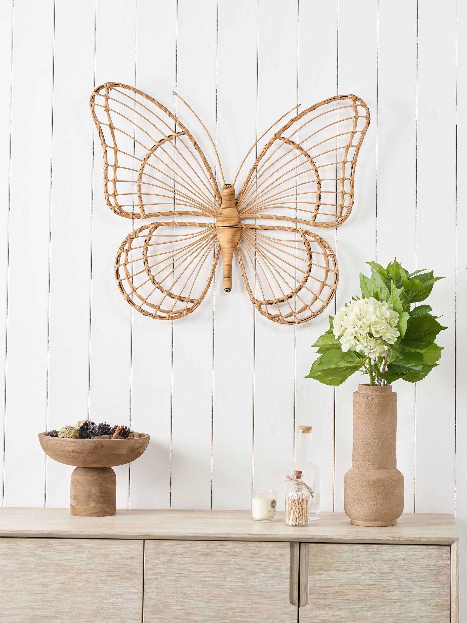 Pacific Natural rattan butterfly wall art large (British brand)