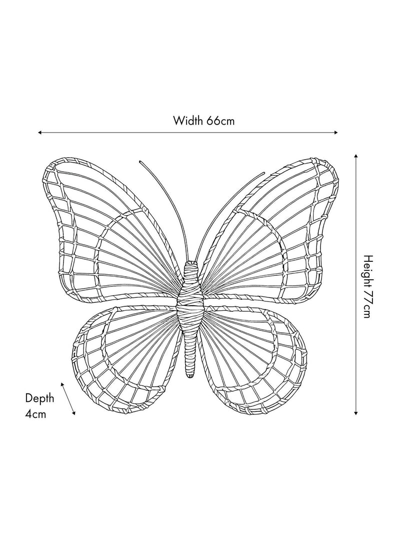 Pacific Natural rattan butterfly wall art large (British brand)