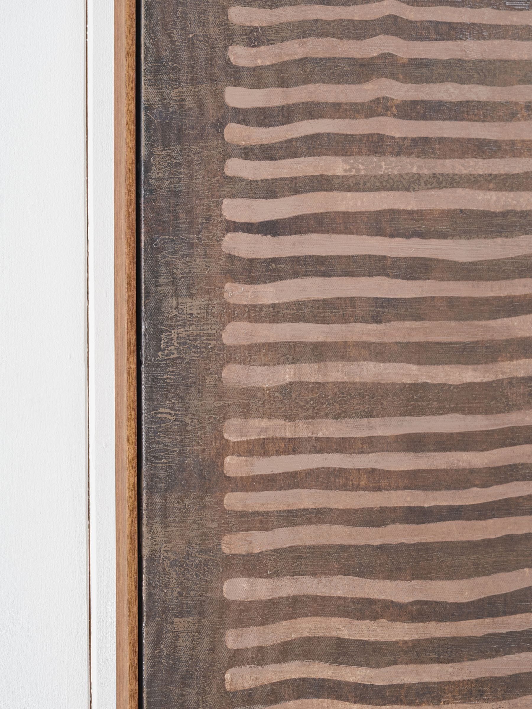 Pacific Brown linear design canvas wall art 120x90cm, UK version