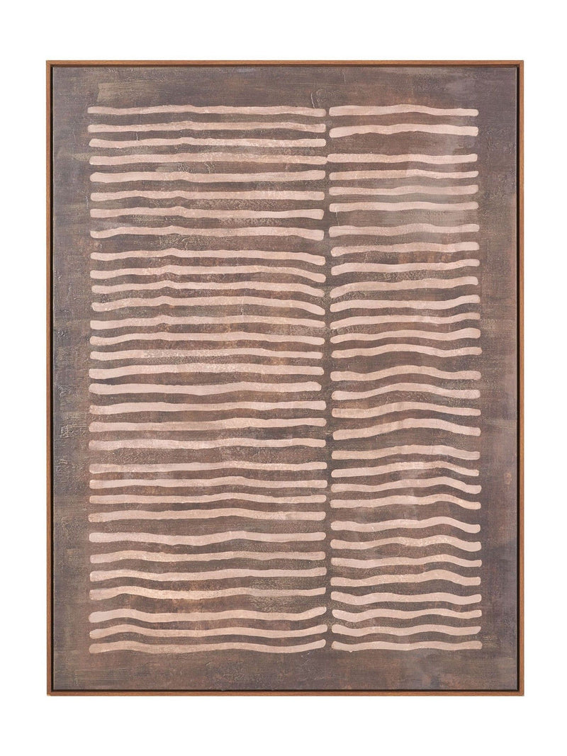 Pacific Brown linear design canvas wall art 120x90cm, UK version