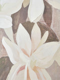 Floral canvas wall art white flowers muted background oak frame (British brand)