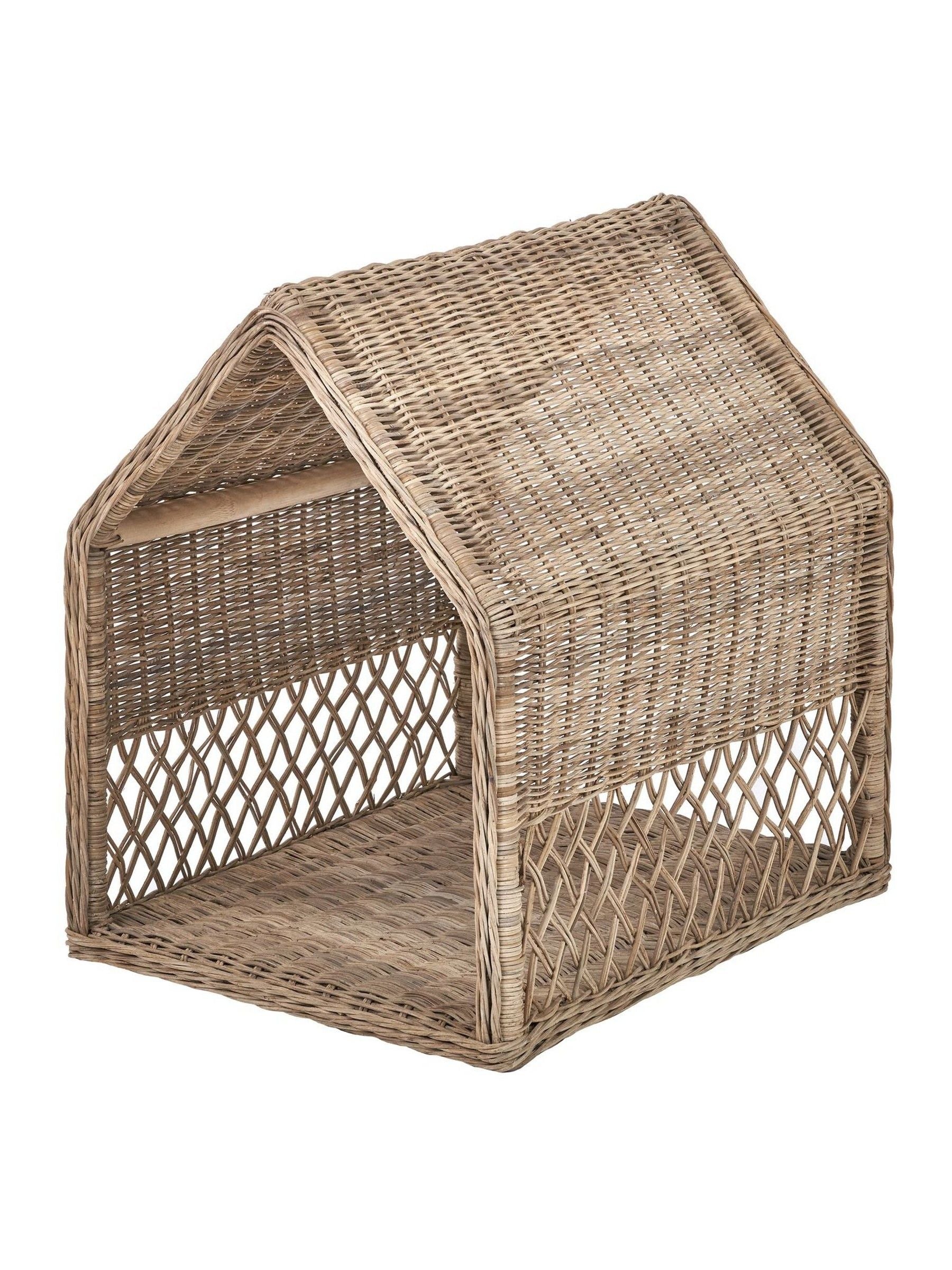 Pacific grey rattan dog house basket (British brand)
