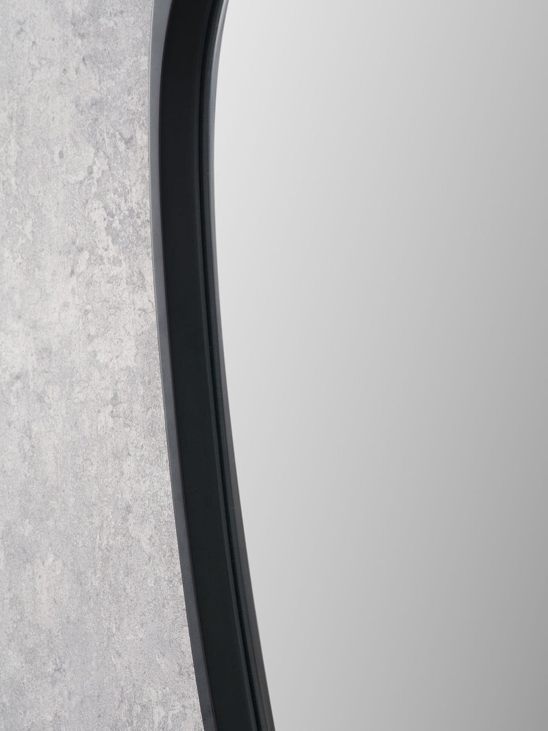 Pacific teardrop wall mirror black wood veneer 90cm, imported from the UK
