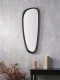 Pacific teardrop wall mirror black wood veneer 90cm, imported from the UK